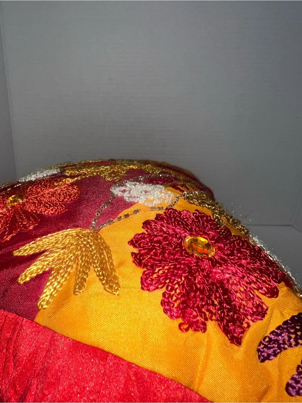 🔥🔥🔥Pier 1 Embroidered Decorative Half Moon Pillow